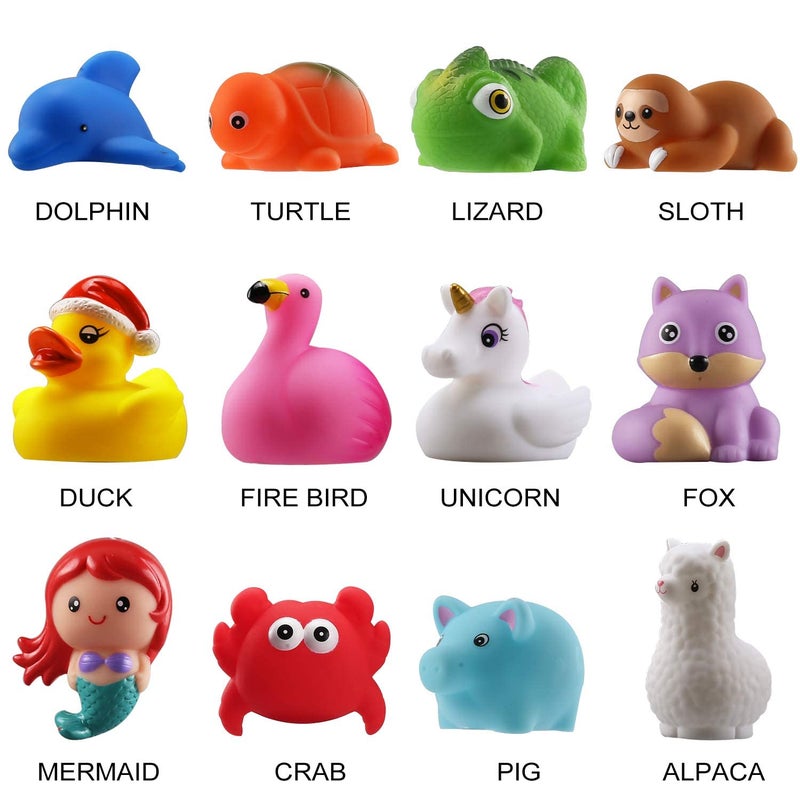 Laxdacee No Hole Bath Toy, 12 Pack Light up Animal, Flashing Color Tub Toys for Toddler Swimming Pool Party Bathtub Bathroom Shower Game, Bathtub Floating Water Toy for Infant Kid Toddler Boy Girl - Image 2